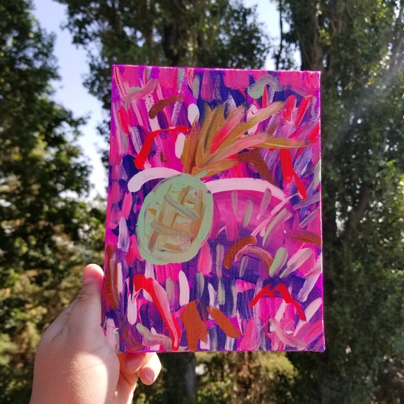 🆕️Pineapple Abstract Painting - Wild Pineapple Original Acrylic Painting - Picture 1 of 7